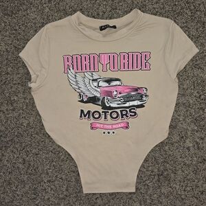 Cute Baddiecore Graphic Cropped Top Size L 💯